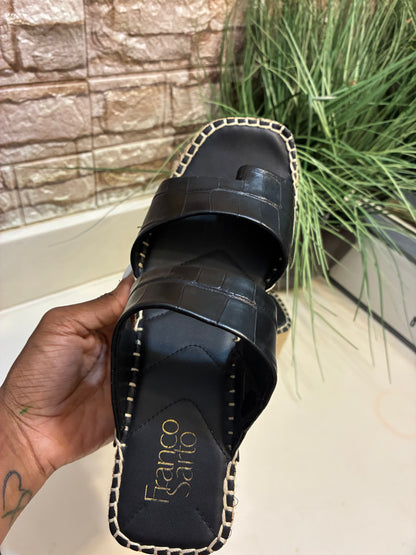 Franco Sarto Black Wedge Sandals Women sz 8