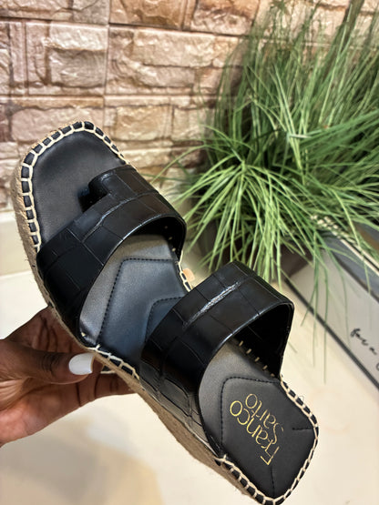 Franco Sarto Black Wedge Sandals Women sz 8