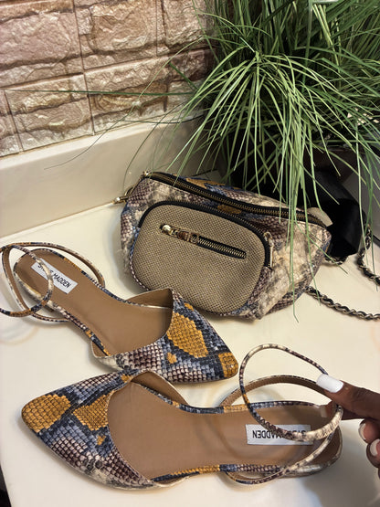 Steve Madden Set Flats Sz 10 + Bag