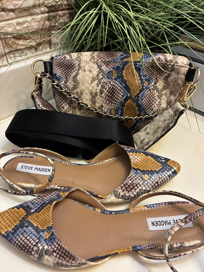 Steve Madden Set Flats Sz 10 + Bag