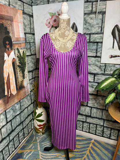 Purple White Dress Women sz Large (can fit XL)