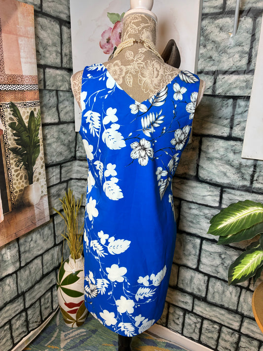 Vince Camuto Blue White Floral Dress Women sz 6