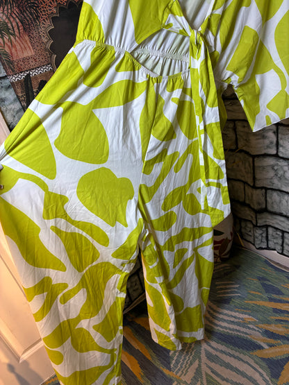 Shein Green White Jumpsuit Women sz 3XL
