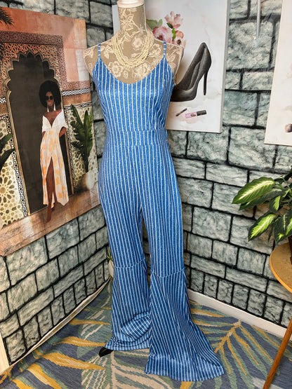 Blue White Jumpsuit Women sz XL