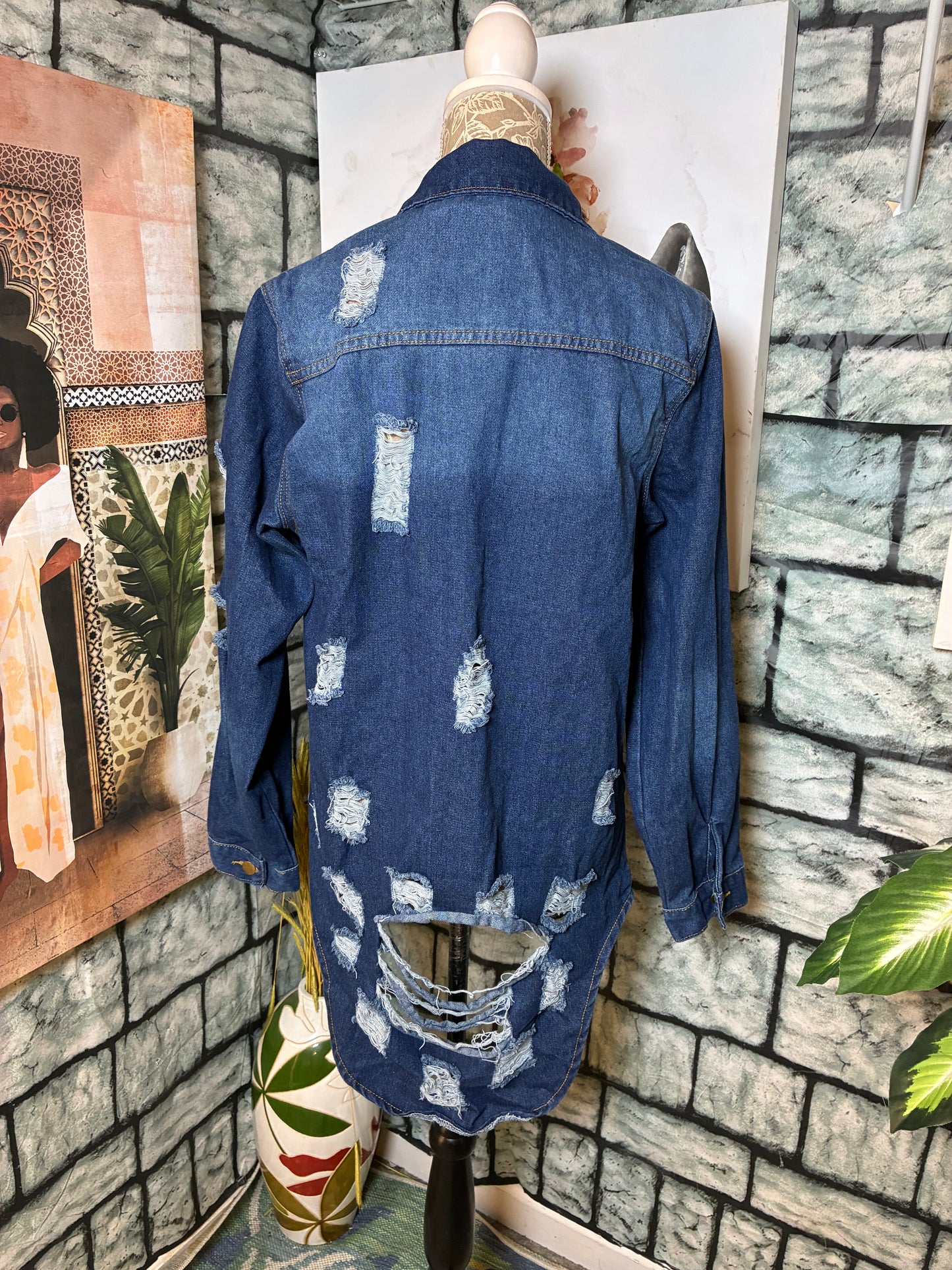 Blue Denim Top Women sz Large