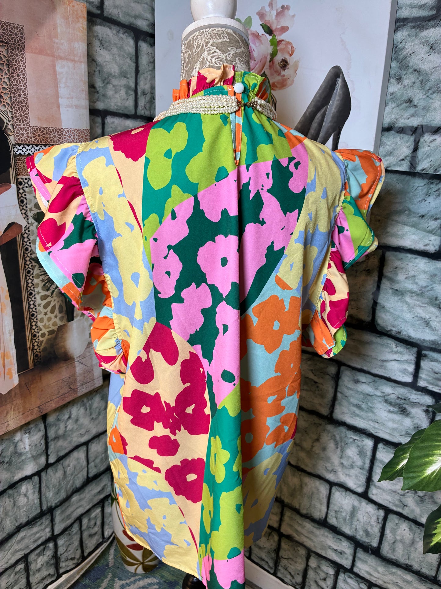 Colorful Blouse Women sz XL