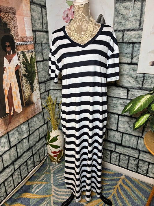 Black White Dress Women sz 2XL