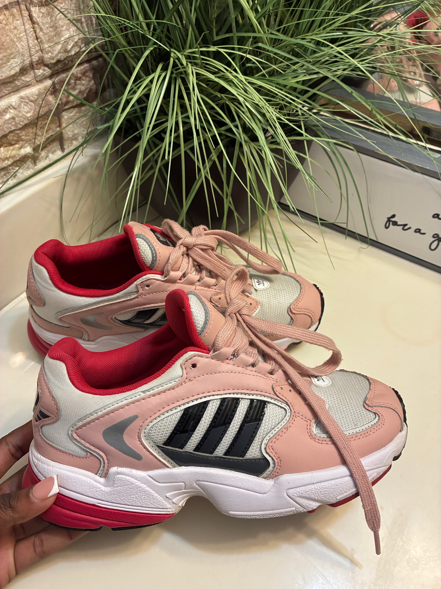 Adidas Pink White Women sz 7.5