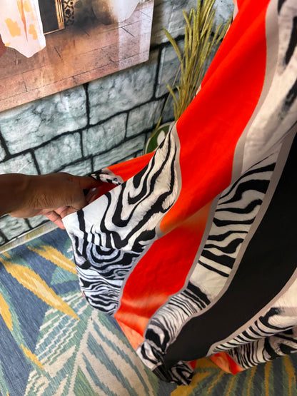 Orange Black Print Dress Women sz 3XL