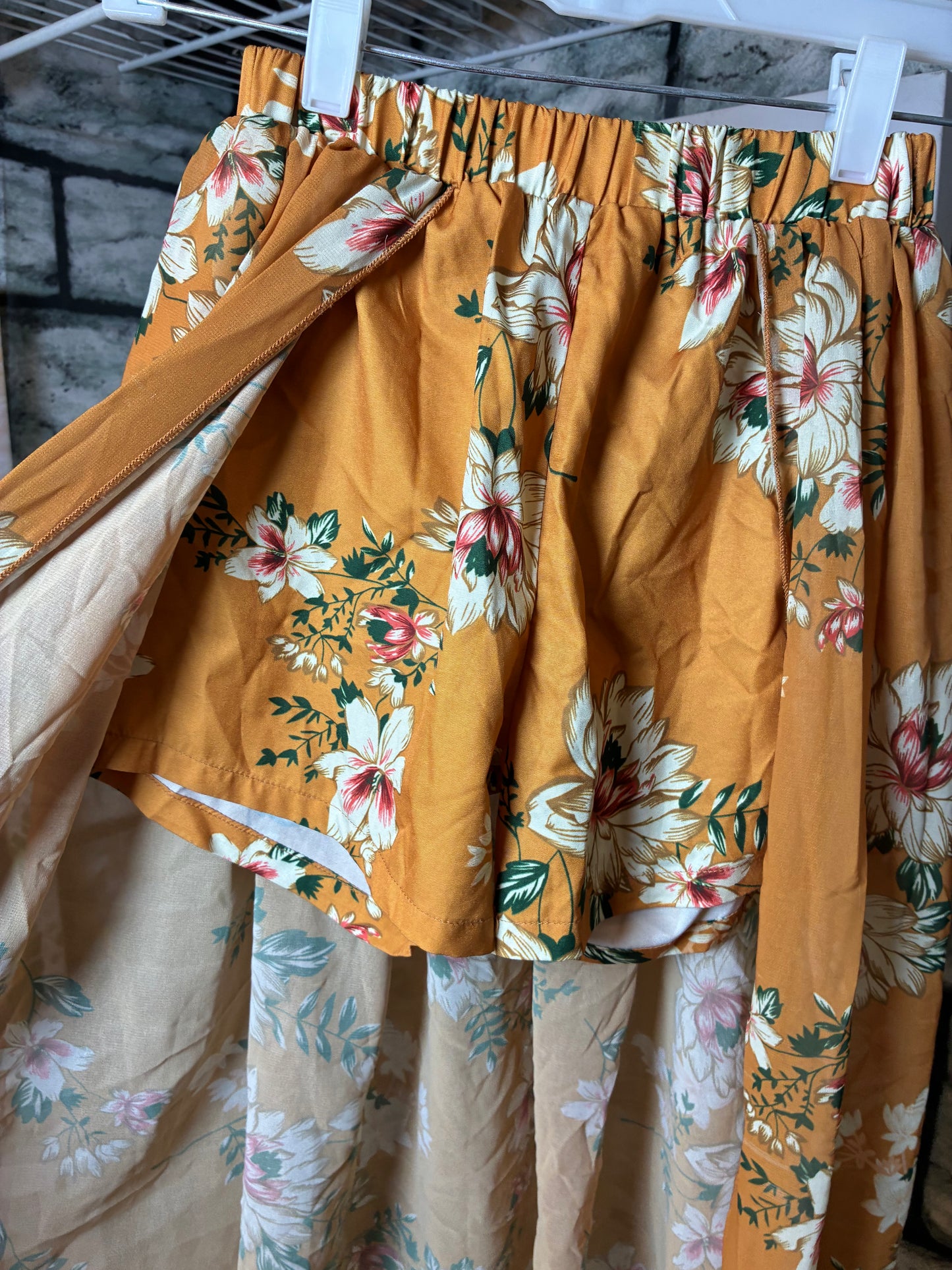 Shein Yellow Shorts Floral Girls sz 10
