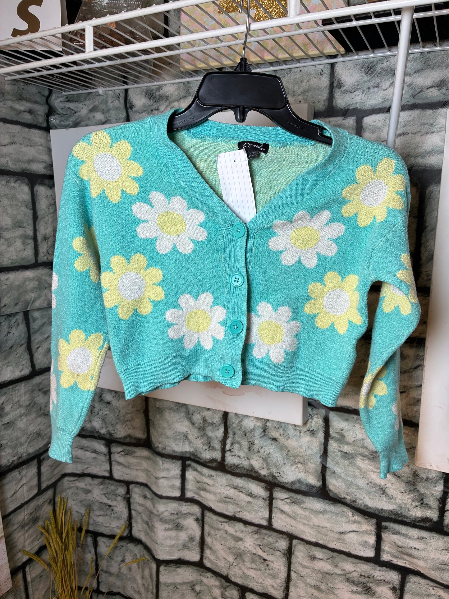 Art Class Blue Floral Sweater Girls sz Medium 7/8