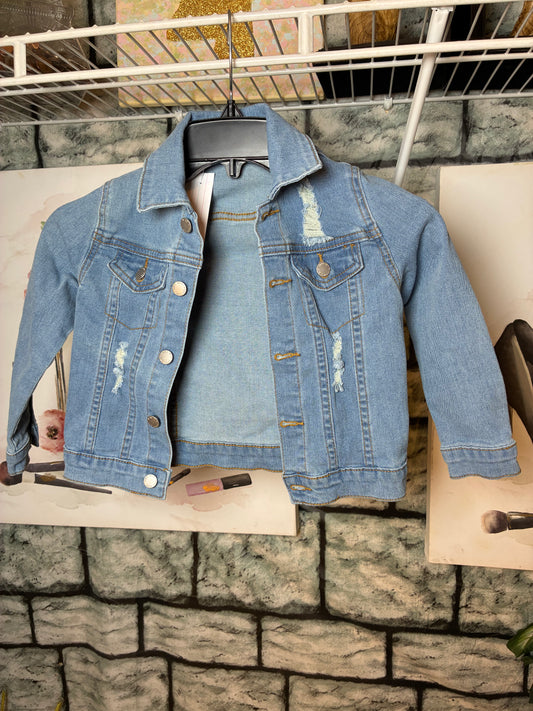 Shein Blue Denim Jacket Girls sz 5