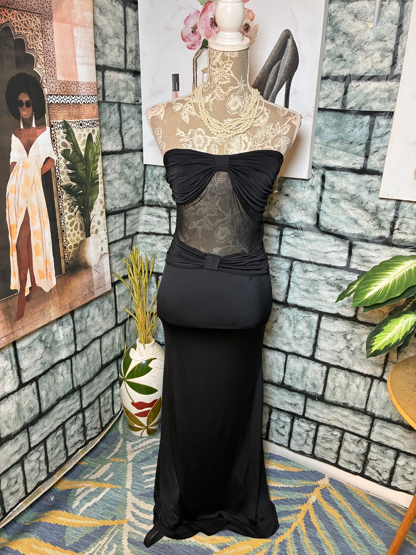 Fashion Nova Black Sheer Dress Women sz Medium