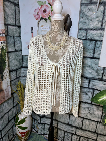 Knitted White Blouse Women sz Small