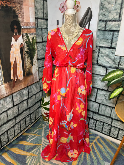 Red Floral Dress Women sz Small