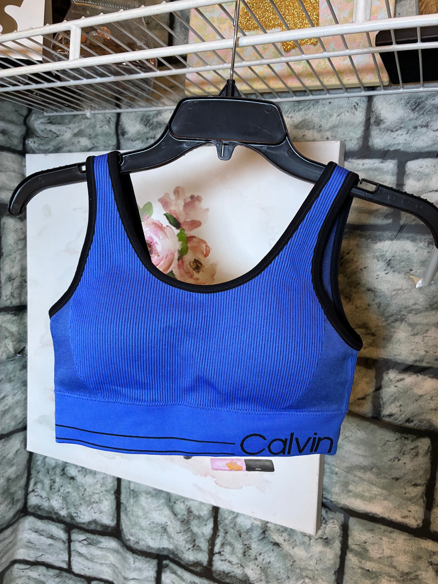 Calvin Klein Blue Sports Bra Women sz Medium