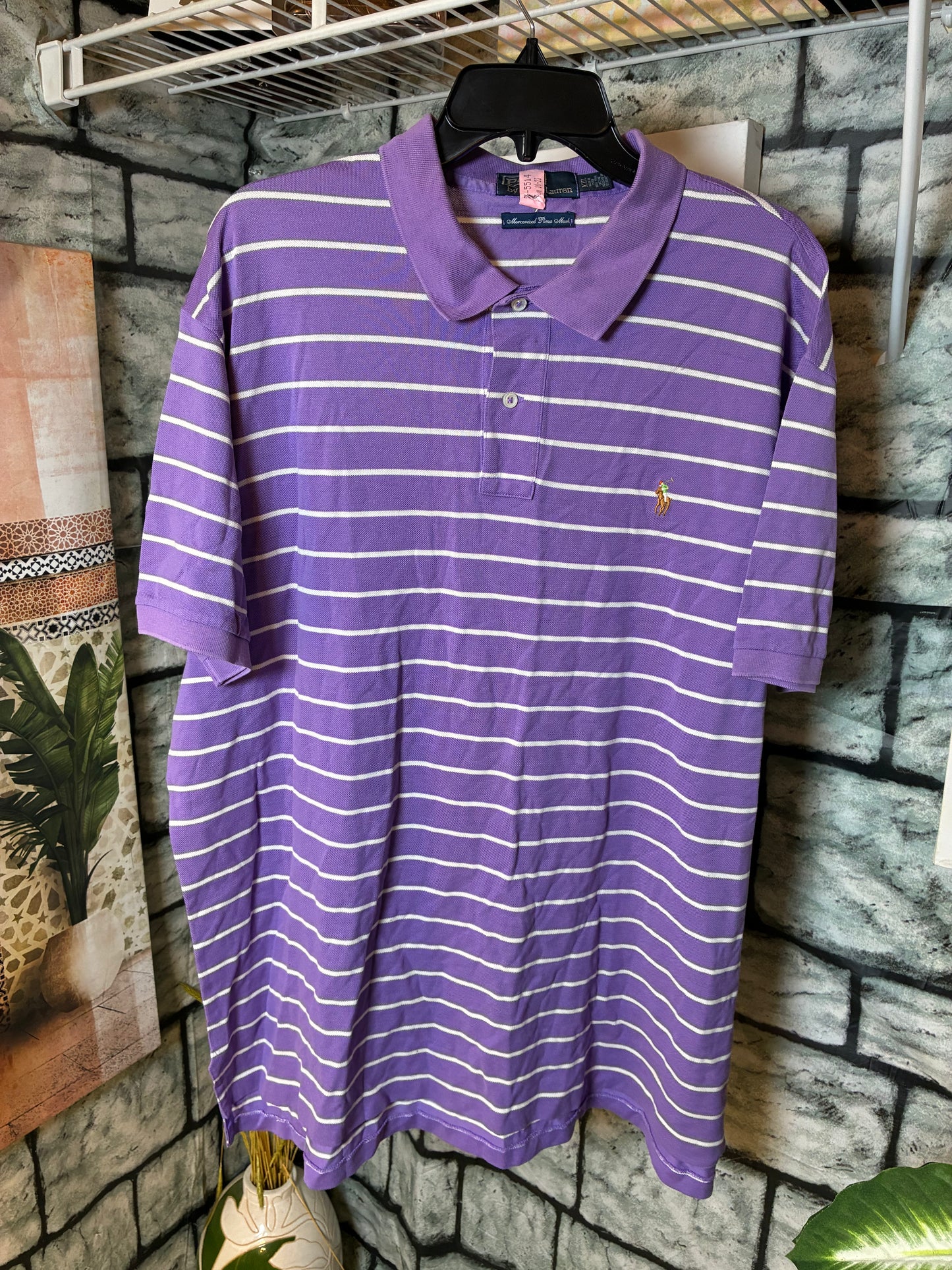 Ralph Lauren Polo Shirt Purple White Men sz 2XL