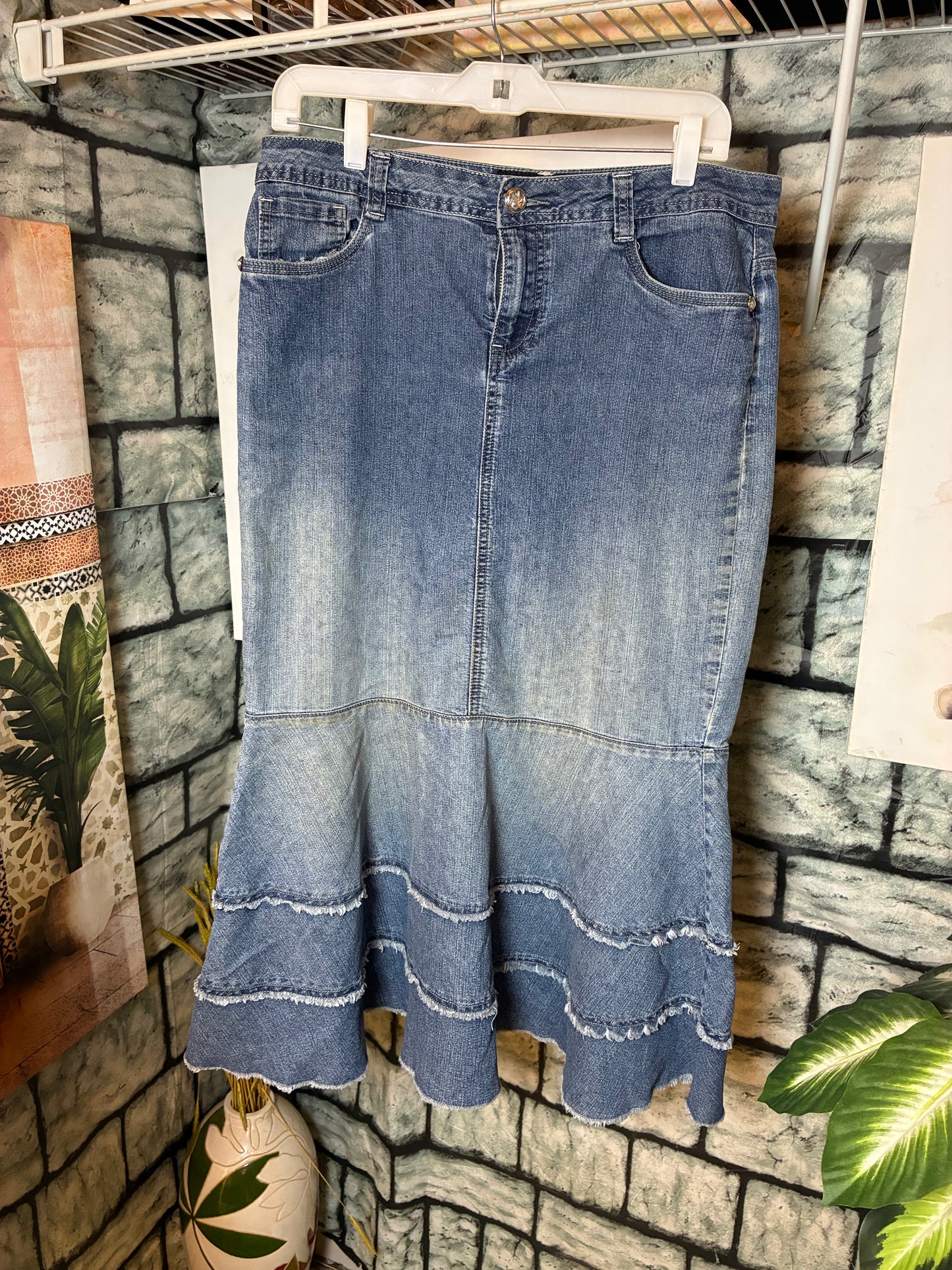 Cato Blue denim Skirt Women sz 10