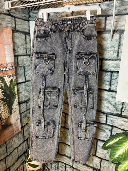 Fashion Nova Gray Cargo Jeans Women sz 5