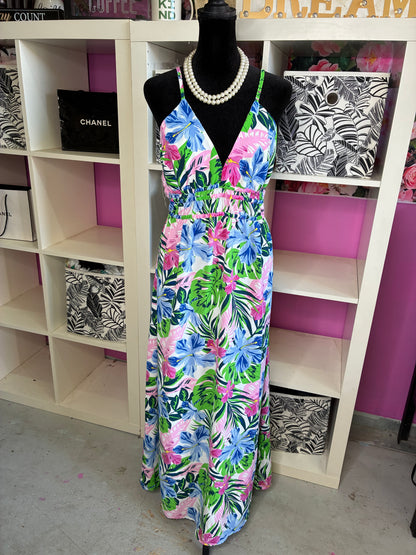 NEW Absolutely It Green Blue Pink Floral Dress Women sz 2XL (best XL)