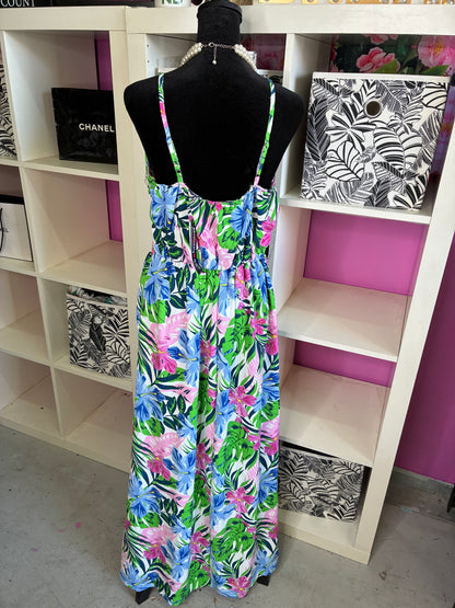 NEW Absolutely It Green Blue Pink Floral Dress Women sz 2XL (best XL)