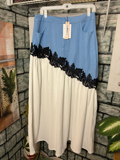 NEW Micas Denim Blue White Skirt Women sz XL