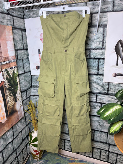 Green Cargo Jumpsuit Women sz Small