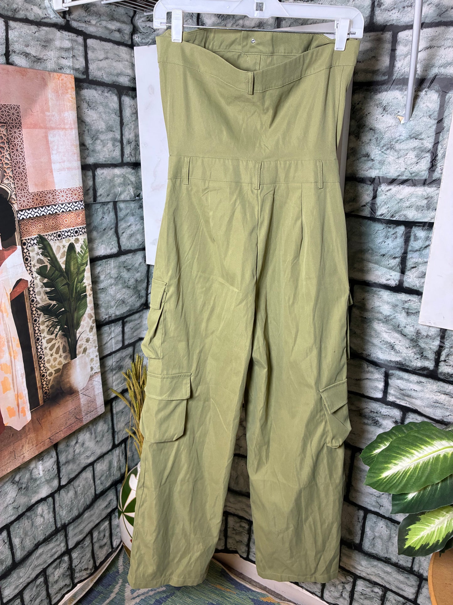 Green Cargo Jumpsuit Women sz Small