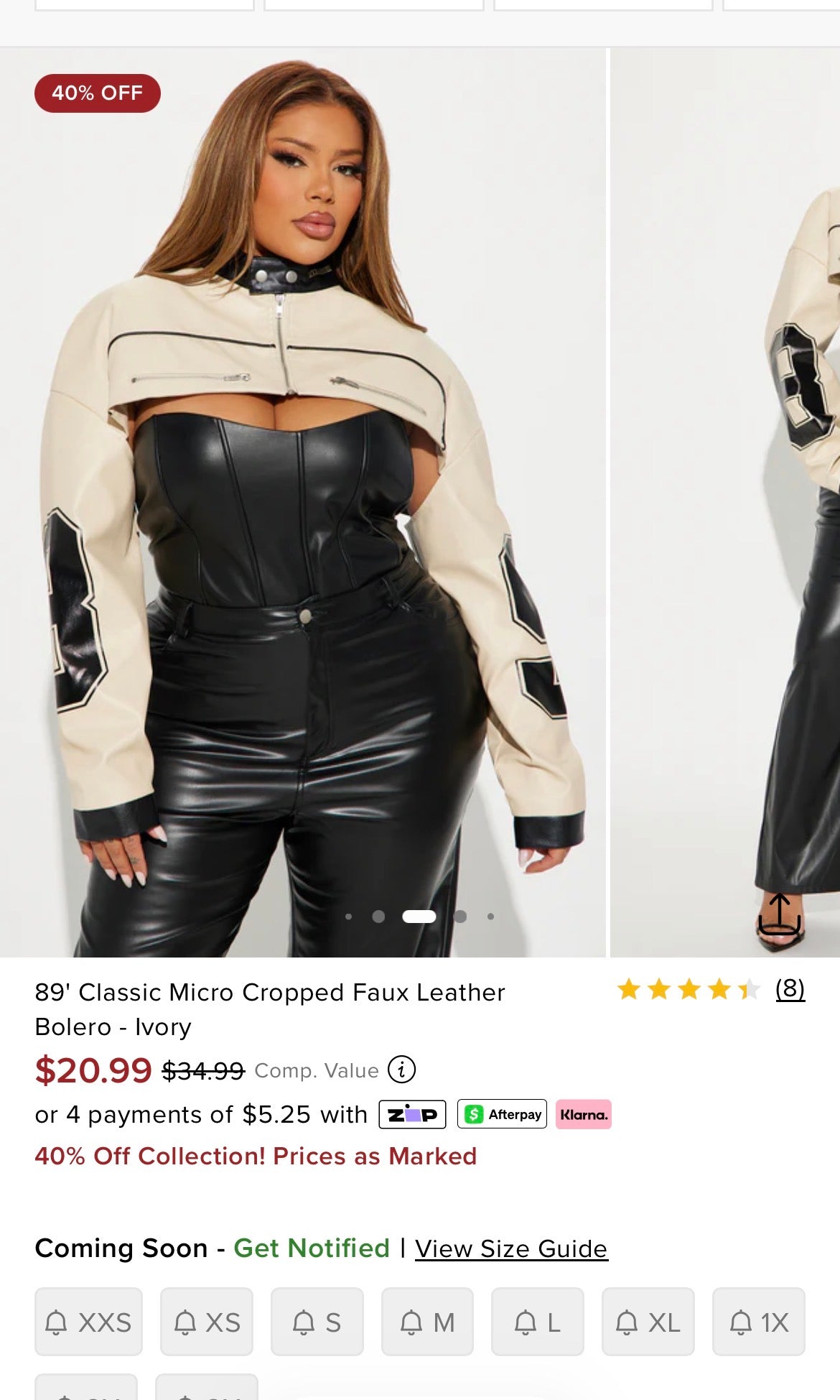 NEW Fashion Nova Crop Faux Leather Jacket Women sz 1XL