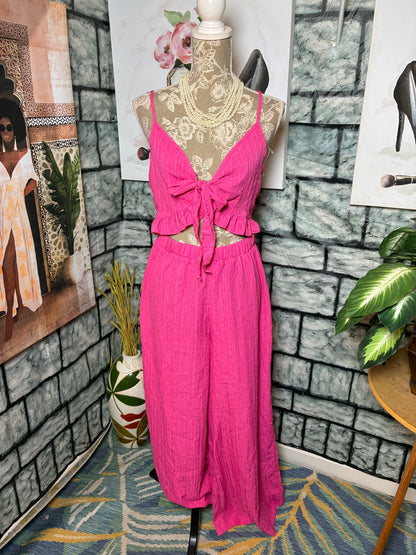 Shein Pink 2 piece Pants Set Women sz Large