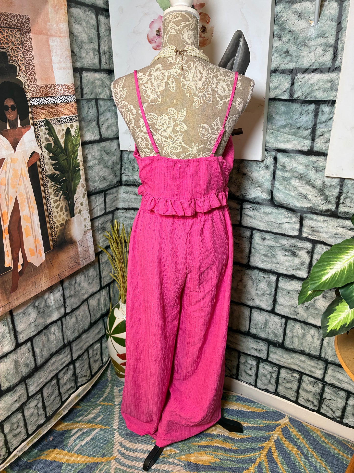 Shein Pink 2 piece Pants Set Women sz Large