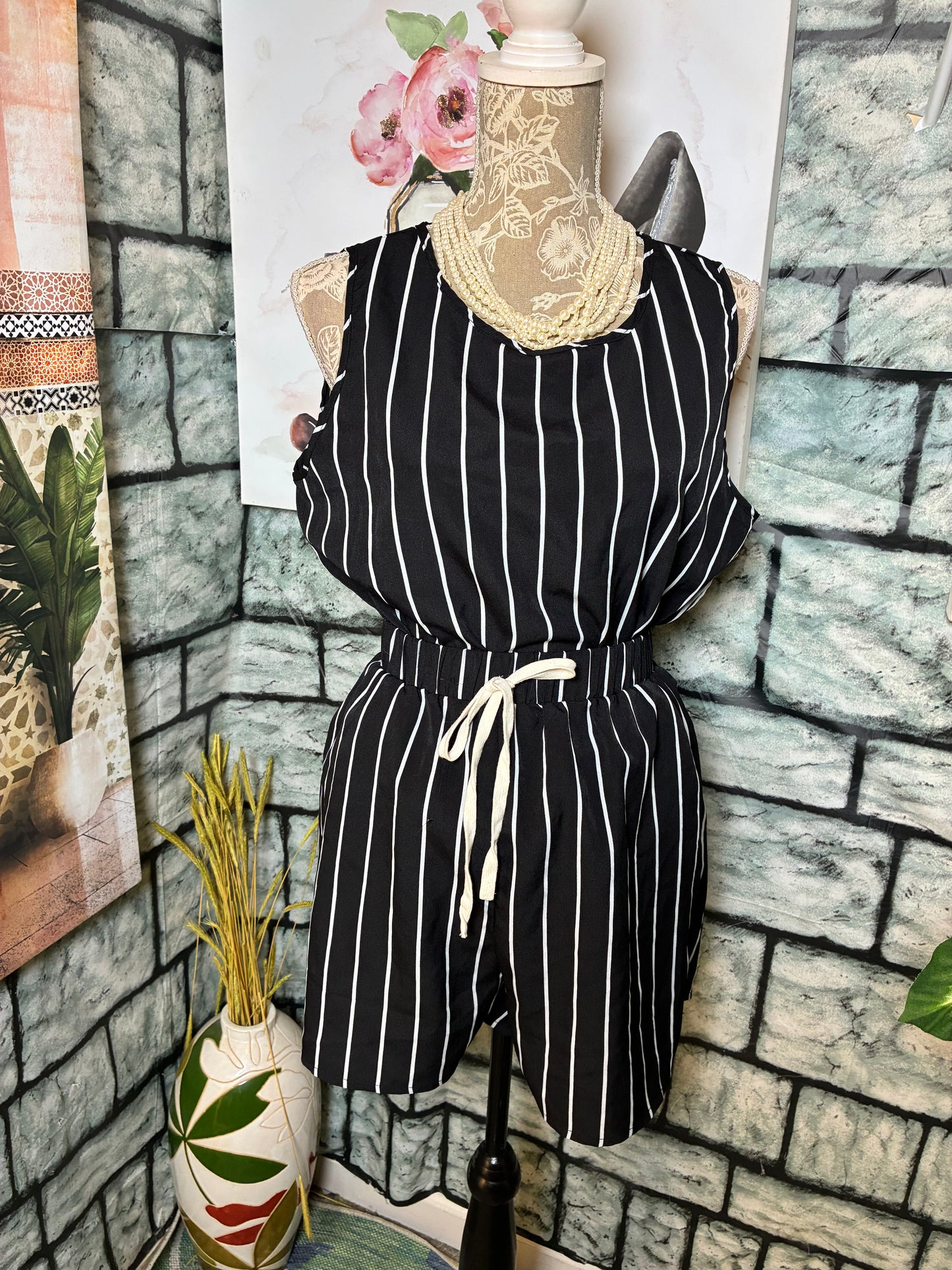 Emery Rose Black White 2 Piece Set Women sz Large
