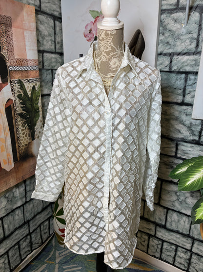 Weavz White Button Blouse Women sz Large