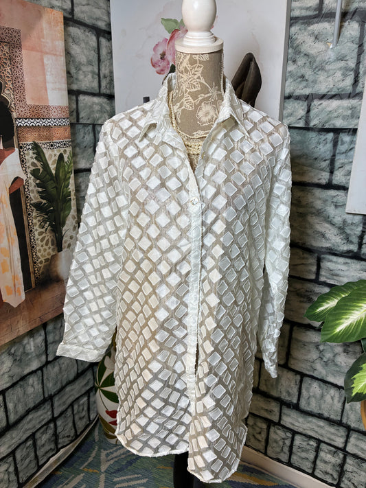Weavz White Button Blouse Women sz Large