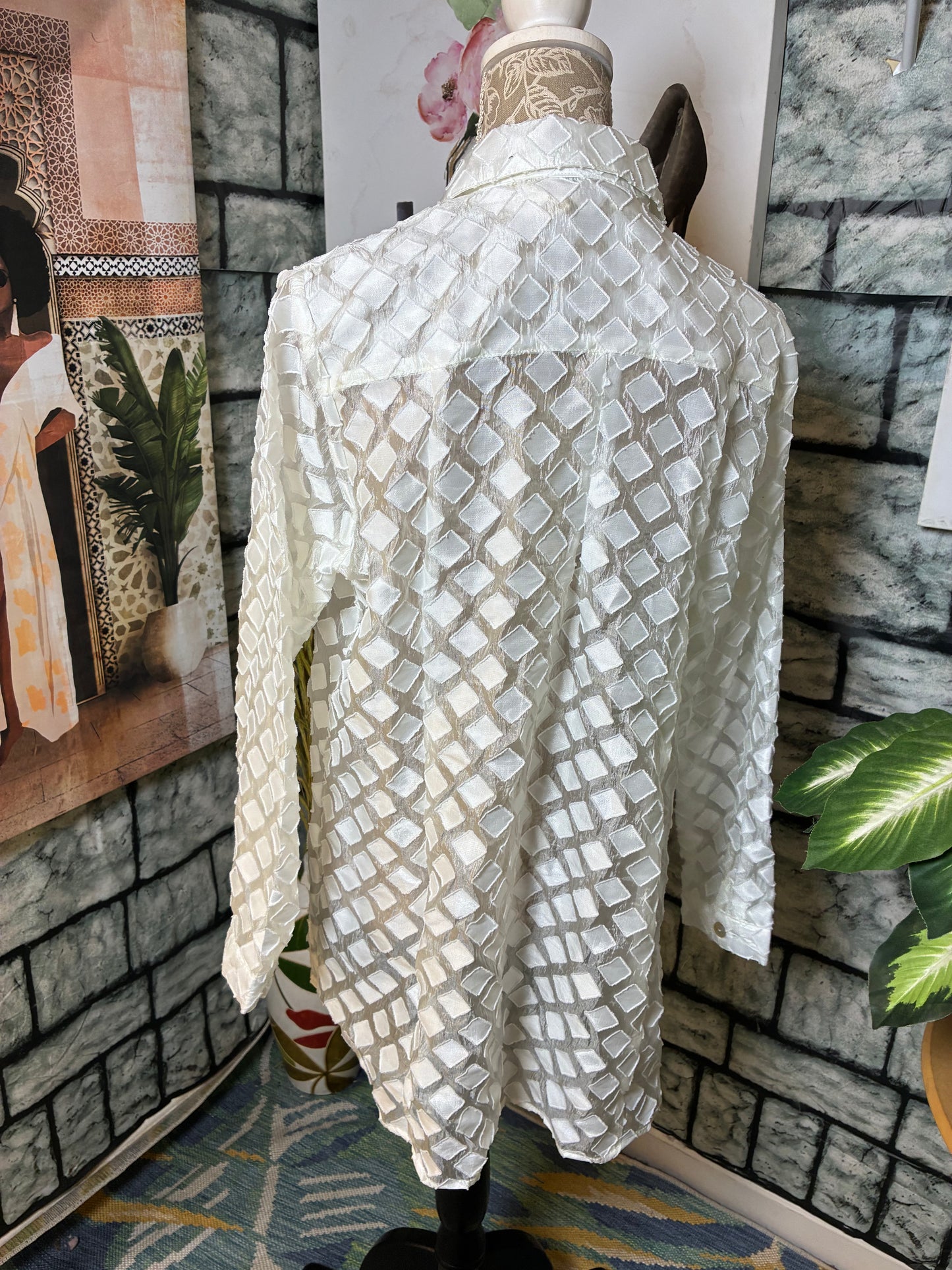 Weavz White Button Blouse Women sz Large