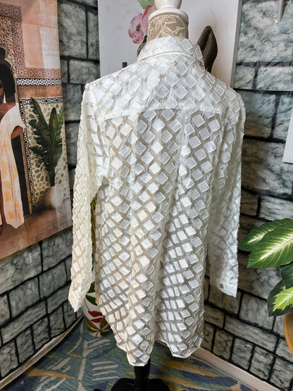 Weavz White Button Blouse Women sz Large