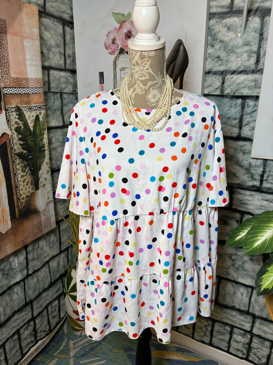 Colorful Polka Dot Blouse Women sz 1XL