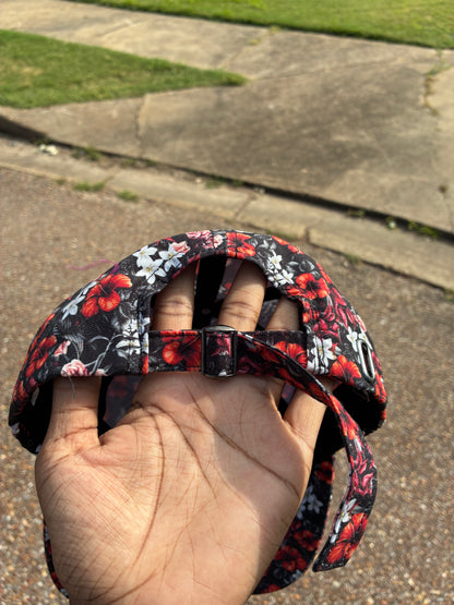 “Chill B” Red Black Floral Cap Women