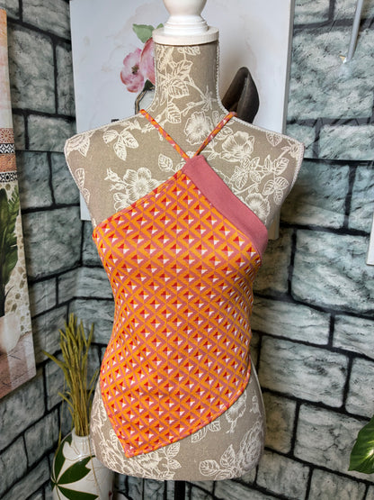 Zara Orange Red Pink Print Blouse Women sz Medium