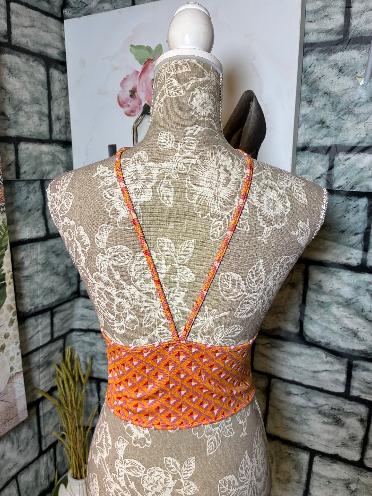 Zara Orange Red Pink Print Blouse Women sz Medium