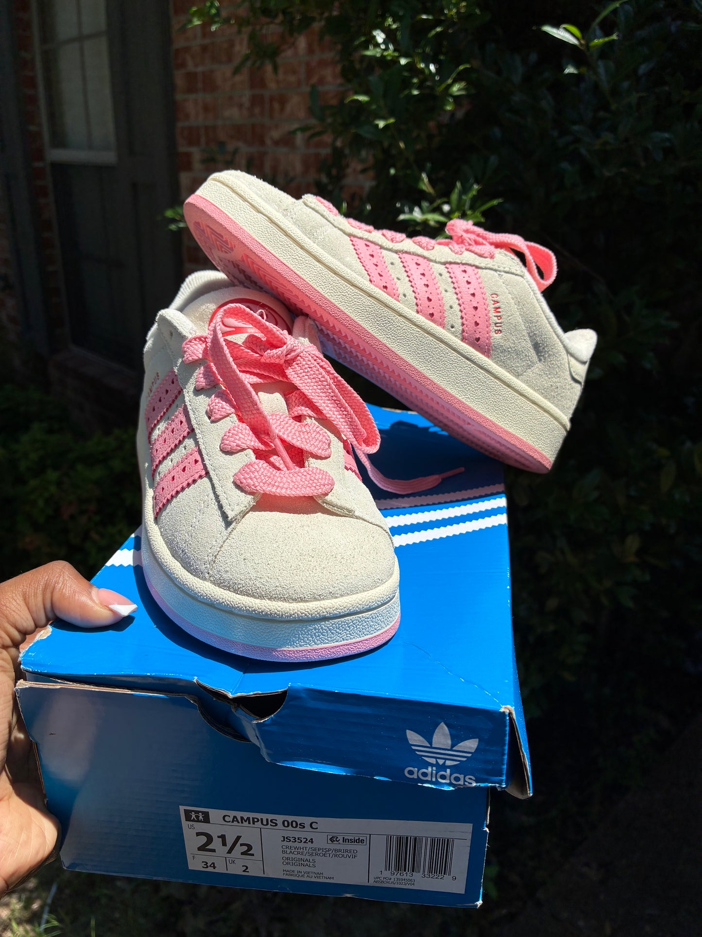 NEW Adidas Tan Pink Girls sz 2.5