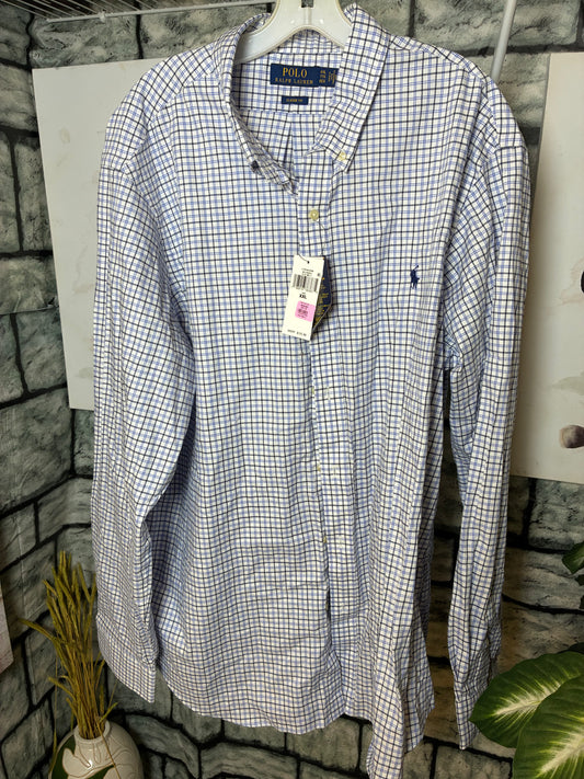 NEW Ralph Lauren Polo Button Shirt Blue Men sz 2XL