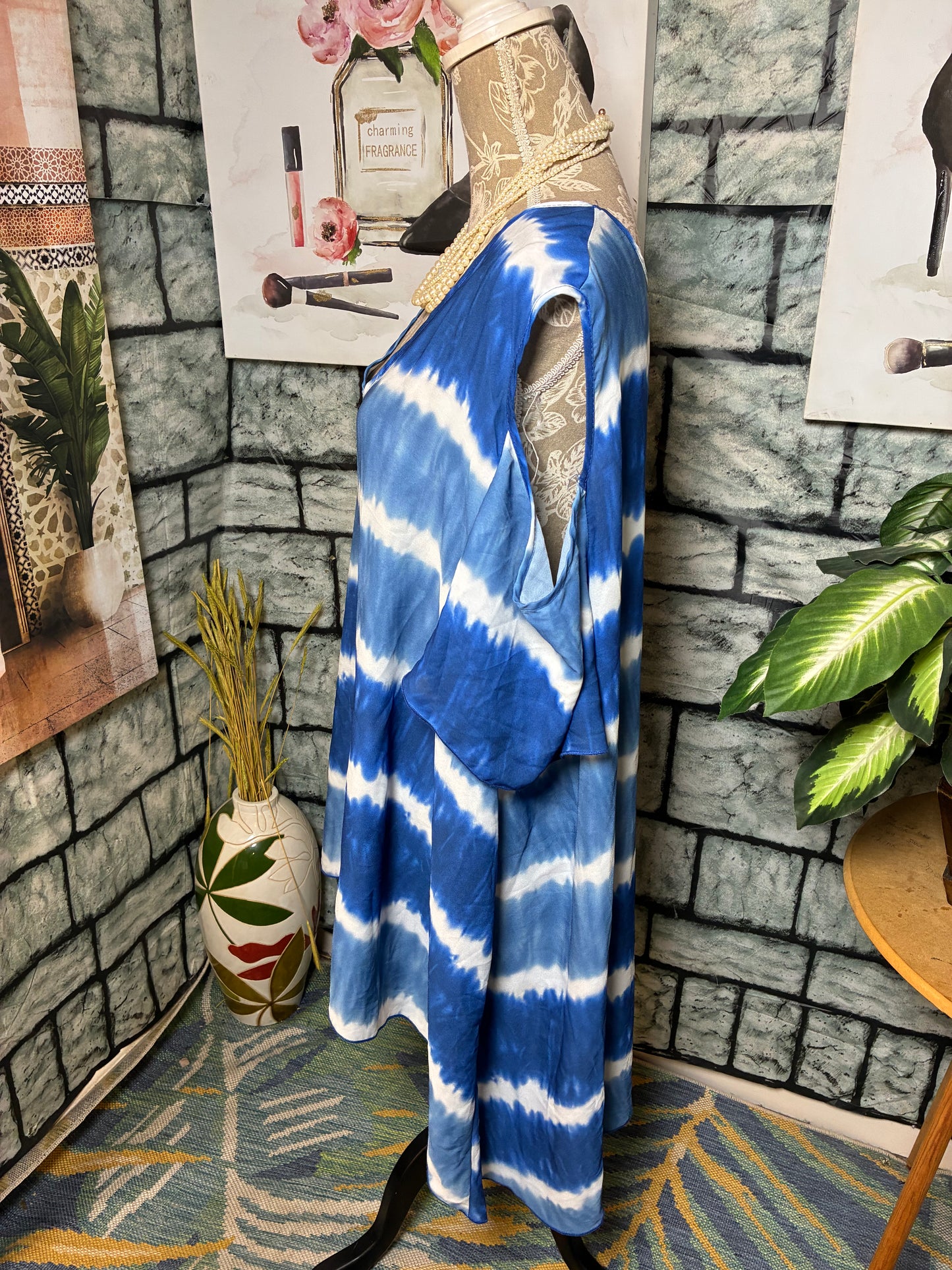 Ashley Stewart Blue White Blouse Women sz 26/28