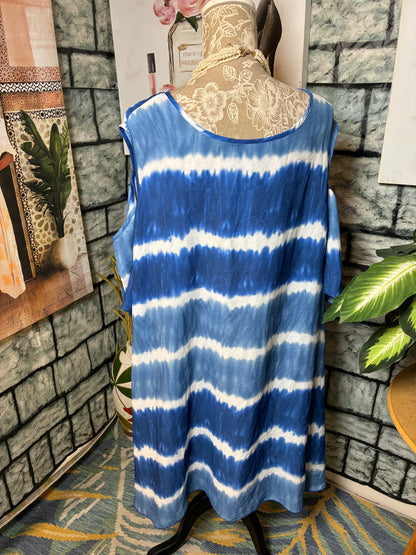 Ashley Stewart Blue White Blouse Women sz 26/28