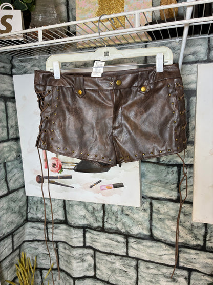 Shein Brown Faux Leather Shorts Women sz Medium