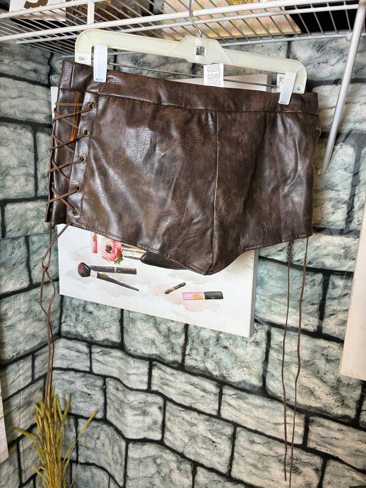 Shein Brown Faux Leather Shorts Women sz Medium