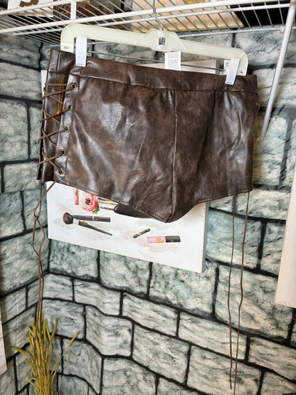 Shein Brown Faux Leather Shorts Women sz Medium