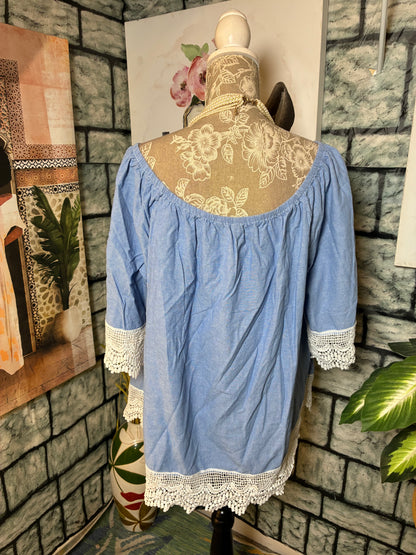 Unique Spectrum Blue Blouse Women sz 3XL