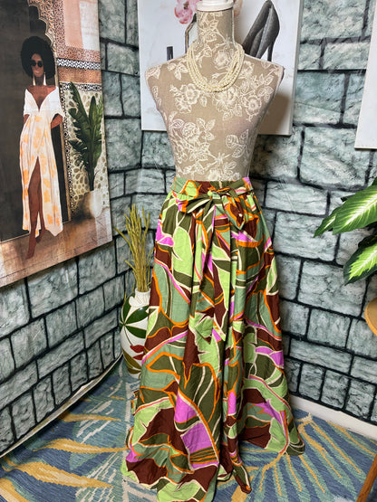 NEW Cato Green Pink Orange Print Skirt Women sz XL (can fit 2XL)