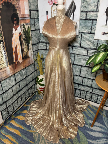 NEW LuxLux Tanish Gold Dress Women sz Large